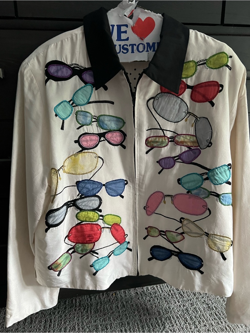 Women’s silk Sunglasses-Print Zip Jacket
